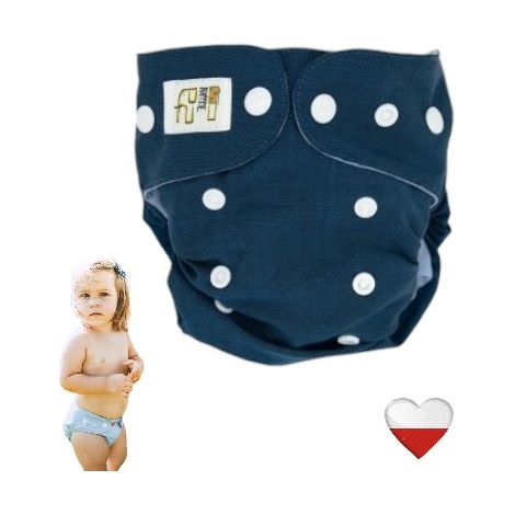 Copripannolino in lana blu navy con bottoni automatici bianchi NappiMe, pannolini riutilizzabili (1/5)