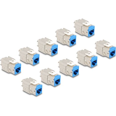 Delock MÃ³dulo Keystone RJ45 hembra a LSA Cat.6A montaje sin herramientas azul juego 10 piezas