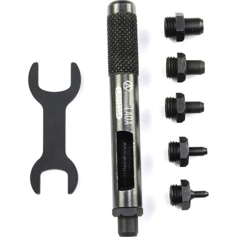 DOLASO 1 Set Hohllochstanzer, Lederstanzer zum Basteln, Stanzwerkzeug, Gürtelleder-Lochstanzer, Stanzwerkzeuge mit 5 Druckknopfformen (1–5 mm), 1 Pinzette (1/4)