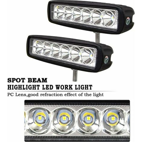 Barre lumineuse LED 12V 18W 15cm, projecteur étanche IP67 pour 4x4, moto, voiture, camion, tracteur, SUV, bateau (1/3)