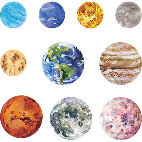 Lot de 20 autocollants planètes du système solaire en PET, pour téléphones portables, ordinateurs, tablettes et tasses - Lonely Planet (1/5)