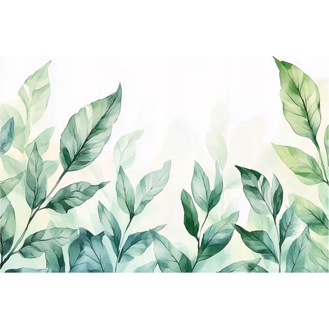 Papier peint panoramique feuilles vert nature intissé 200x140 cm mural salon chambre déco murale (1/5)