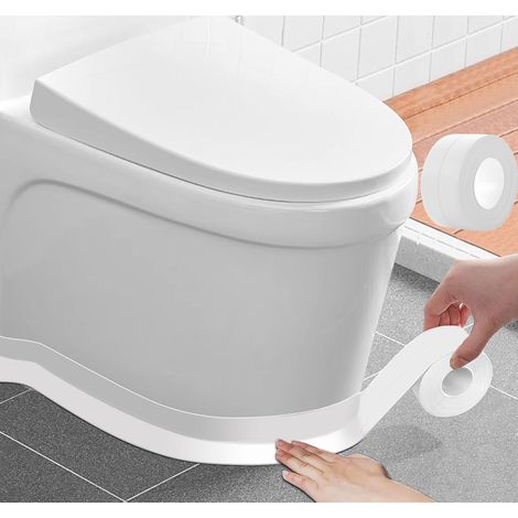 Lot de 2 rouleaux de bande d'étanchéité autocollante en PVC imperméable(38 mm x 3,2 m) - Pour cuisine, salle de bain, toilettes, murs - Blanc (1/5)