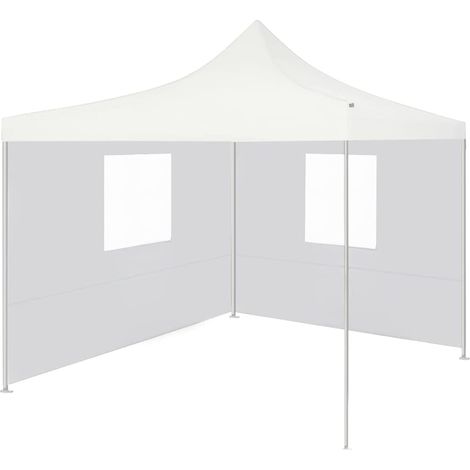 Tente de réception pliable Tonnelle de Jardin - Rapide à Installer avec 2 parois 3x3 m Acier Blanc BV431677 - BonneVie (1/5)