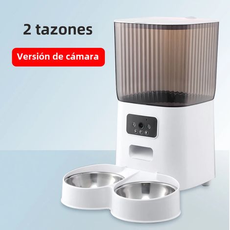 Distributeur automatique intelligent de croquettes pour animaux (2 gamelles) avec caméra, capacité de 5 L, télécommande, grande capacité (1/2)