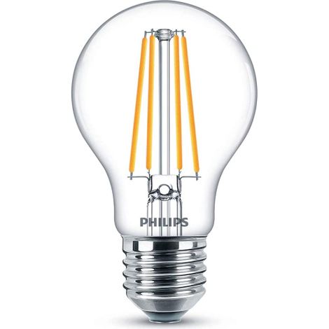 PHILIPS - LAMPADINA LED CLASSIC A GOCCIACON FILAMENTO A VISTA 75W E27 WW A60 - NON DIMMERABILE - LUCE BIANCA CALDA (1/3)