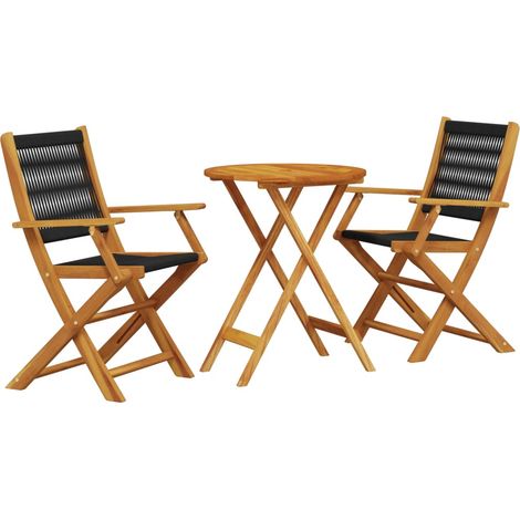 Maison Exclusive - Set da Bistrot 3pz Nero in Polipropilene e Legno Massello