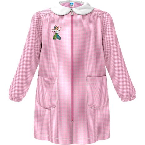 Grembiule Asilo Bimba con Zip Lunga e Ricamo Ballerina Rosa 4A