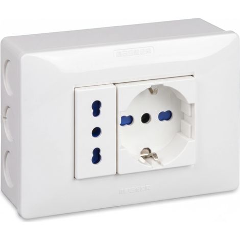 Kit cassetta elettrica da parete con presa bipasso schuko bipresa cassetta (1/5)