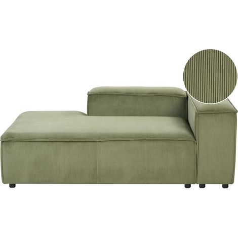 Chaise longue moderna patas negras tapizado pana poliéster verde derecho Ardal