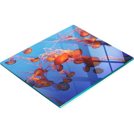 Planche décorative multifonctionnelle de cuisine en verre trempé, motif méduse, 60 x 52 cm (1/5)