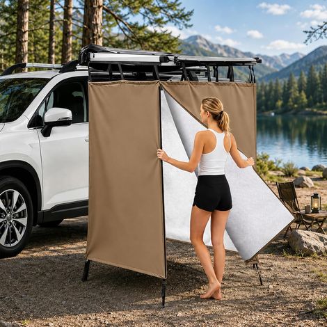 Tente De Douche, Aluminum Cabine De Douche Portable Camping, Oxford ImperméAble Cabine Douche Camping, RéSistant à La DéChirure Tente WC, pour Voiture Barre De Toit Universelle (1/5)