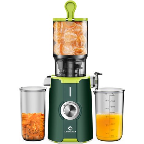 Extracteur de Jus Sans Préparation -115mm Pour Fruits et Légumes - 1,2 L - 99% Pureté du Jus Élevée -Vert