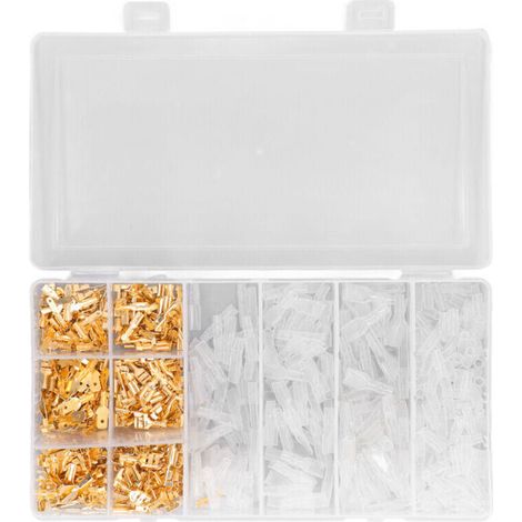 600 pièces Connecteur de borne à sertir en laiton Connecteur mâle femelle en laiton avec gaine transparente,DUBUNS