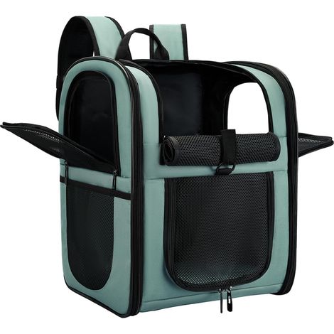 1 Sac à dos pour chien et chat, polyester respirant, fenêtre de vue, sangles réglables, transport voyage (1/5)