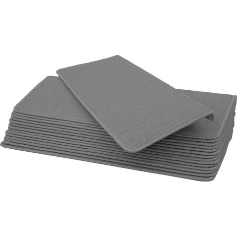 15er-Set Stufenmatte HHG-585, Treppenteppich Treppenschutz Treppenmattenset, 65x25cm rechteckig, grau