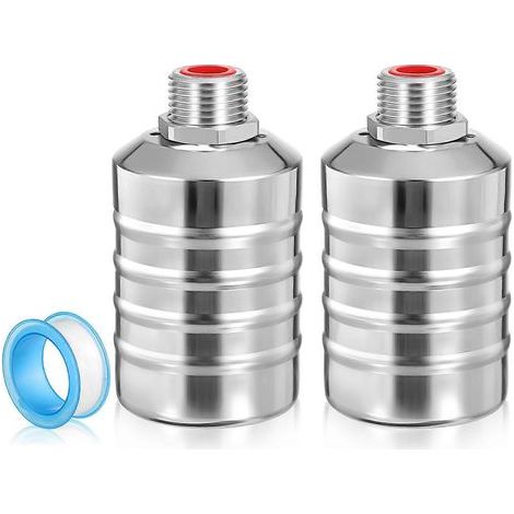 Lot de 2 vannes à flotteur automatiques pour réservoir d'eau, contrôle du niveau d'eau, arrêt automatique, 1/2". (1/4)