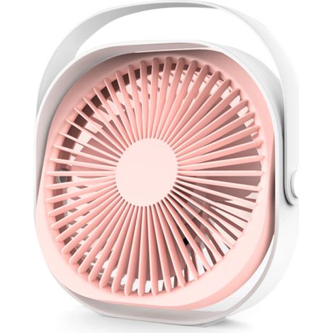 Ventilador de escritorio recargable por USB, ventilador giratorio de 360°, mini ventilador portátil con batería integrada de 4000 mAh.