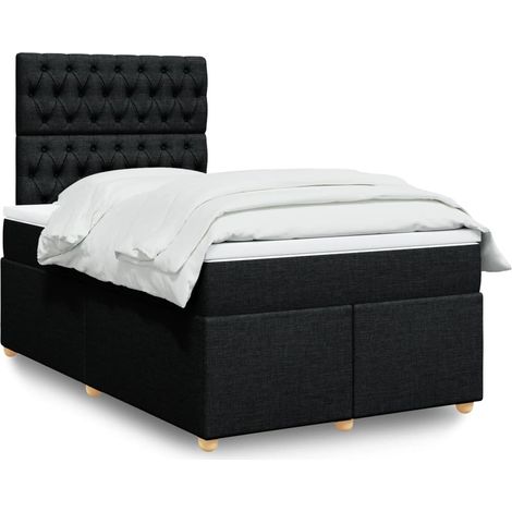 Boxspringbett mit Matratze Schwarz 120x200 cm Stoff