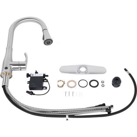 Robinet de cuisine sans contact avec douchette extractible et mitigeur eau chaude/eau froide (1/5)