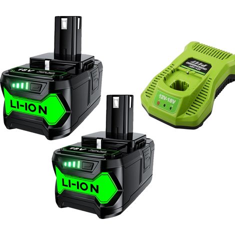 Batterie de remplacement, capacité 6000mAh/9000mAh, 18V Lithium-Ion, compatible avec Ryobi, ensemble 2x6.0 (1/2)