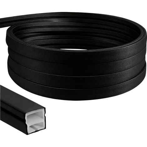 Profilé en silicone noir pour bande LED - 5 m - Flexible - 12 x 12 mm - Canal diffuseur pour panneaux acoustiques de 8 mm - Couverture étanche IP65 - Lumière homogène type néon - Idéal pour plafond (1/5)
