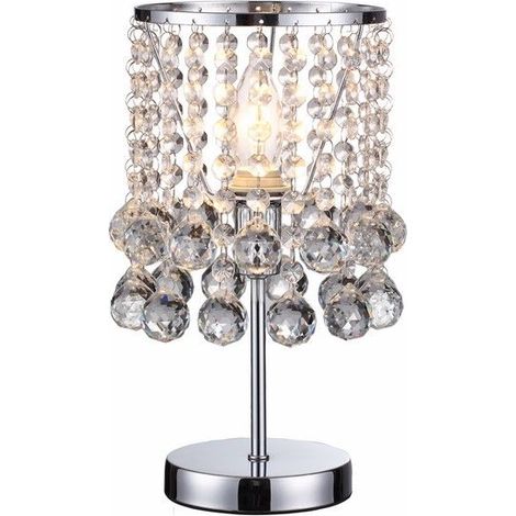 Lampe à poser chrome glamour London Crystal E14-Reality