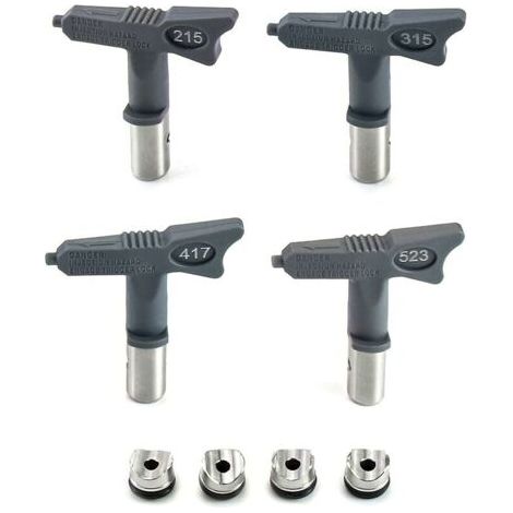 Ugello airless reversibile in 4 pezzi, accessori per ugelli di verniciatura a spruzzo (215, 315, 417, 523)