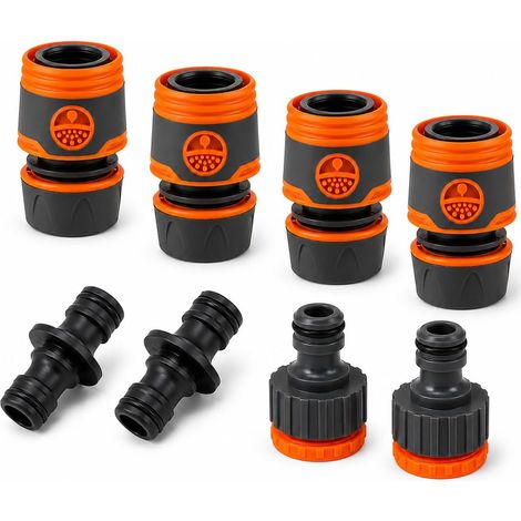 8pcs Raccord Tuyau d'Arrosage - Tuyau Rapides Raccord 1/2"(13mm) Adaptateur de Tuyau d'Arrosage de 1/2 à 3/4 pouce et Raccord Double 1/2", Connexion Étanche Fiable, pour Arrosage Jardin (1/5)
