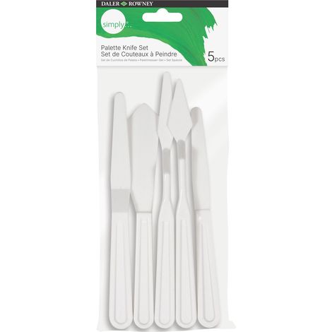 Daler rowney simply pack de 5 espatulas de plastico - diferentes formas - plastico duradero - color blanco