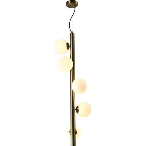 Chandelier chic en laiton antique et globe verre - laiton antique (1/4)