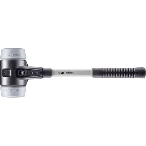 HALDER SIMPLEX Schonhammer Ø 80 mm TPE-mid grau mit verstärkem Tempergussgehäuse und Fiberglasstiel (1/5)