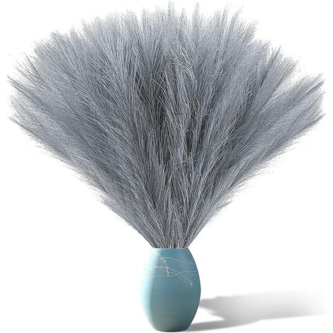 Lot de 6 herbes de la pampa artificielles 43 cm, plumeaux déco bohème pour vase, fausse plante grise pour maison, décoration intérieure, fleurs séchées synthétiques (1/5)