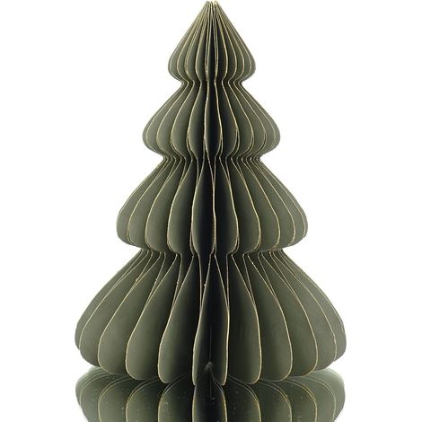 POSIWIO Weihnachtsdeko Tanne Khakigrün mit Glitter Ø 10 cm Höhe 15 cm - Papier