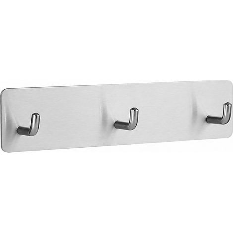 Crochets muraux sans perçage en acier inoxydable, 3 crochets, pour porte de chambre, salle de bain ou armoire (1/5)