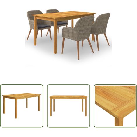 vidaXL Salle à manger extérieure - Ensemble à manger de jardin 5 pcs Marron (1/5)