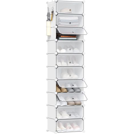 WOLTU Scarpiera Modulare 10 Scomparti Mobile Porta Scarpe Componibile 20 Paia Salvaspazio, Bianco