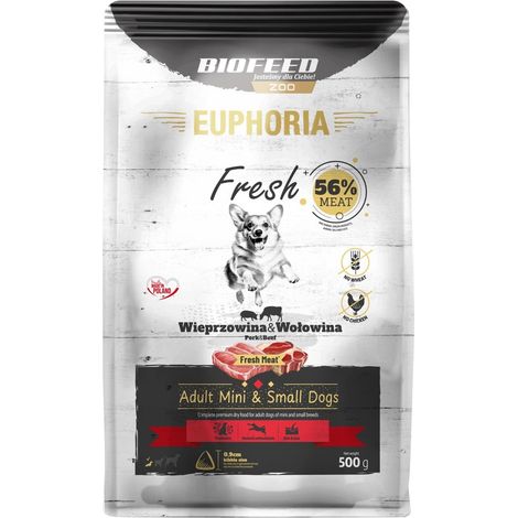 BIOFEED Euphoria viande fraîche adulte porc/bœuf xs/s 0,5 kg