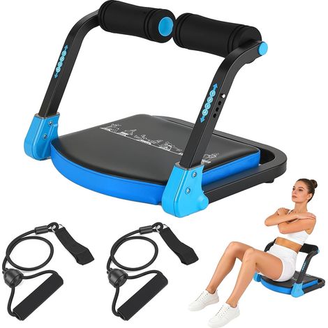 Attrezzatura per allenamento addominale, design pieghevole, resistenza regolabile, blu (1/2)