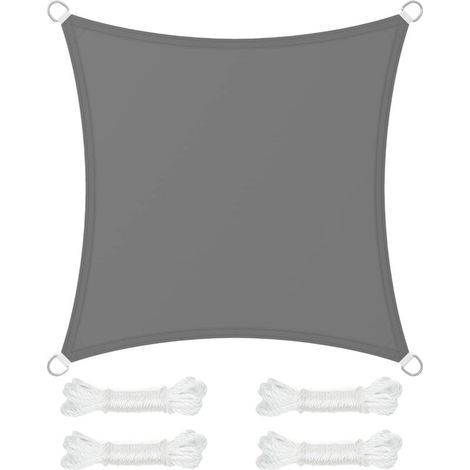 Voile d'ombrage 3 x 3 m, colonne d'eau 665 mm, polyester indéchirable, protection UV 93 %, terrasse, jardin, balcon, carré, 2 gris (1/5)