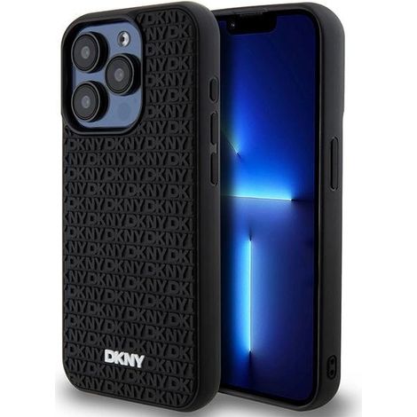 Dkny DKHCP15L3DRPWK Cover rigida nera/nera per iPhone 15 Pro 6.1 con motivo 3D in gomma. (1/5)