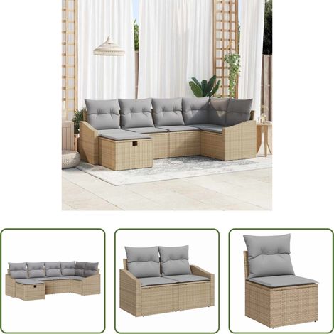 vidaXL Juego de Sofá 6 uds. Beige y Gris Claro ratán sintético (1/5)