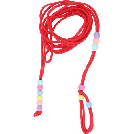 1 laisse de traction pour petits animaux, rouge, 150 cm, polyester, réglable avec perles, pour lézard cochon d'Inde hamster (1/5)