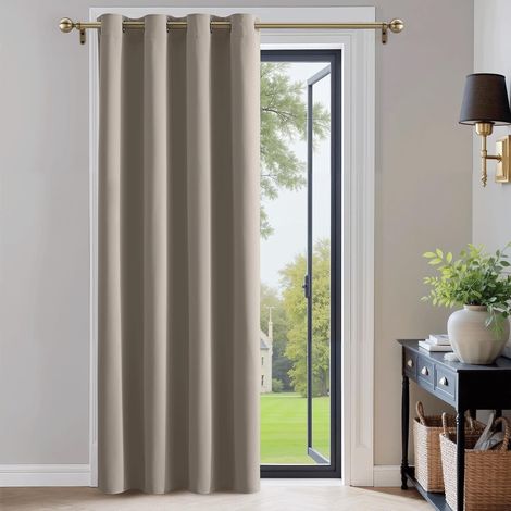 Rideau Occultant Thermique Isolation Draperies Opaque 140x220 Panneaux à Oeillets, Decoration Chambre Porte Intérieur Fenetre, Largeur 140 Sur Hauteur 220cm, Sable, 1 Pièce, Anti Uv (1/5)