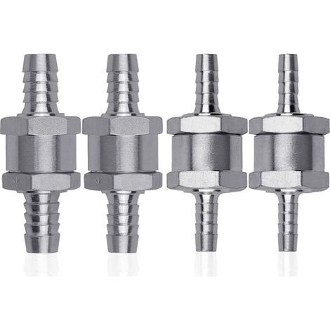 4 Stück Kraftstoff-Rückschlagventil aus Aluminiumlegierung, 6/8/10/12 mm Kraftstoff-Rückschlagventil mit Pfeil für Benzin, Diesel, Auto, Boot, Motorrad