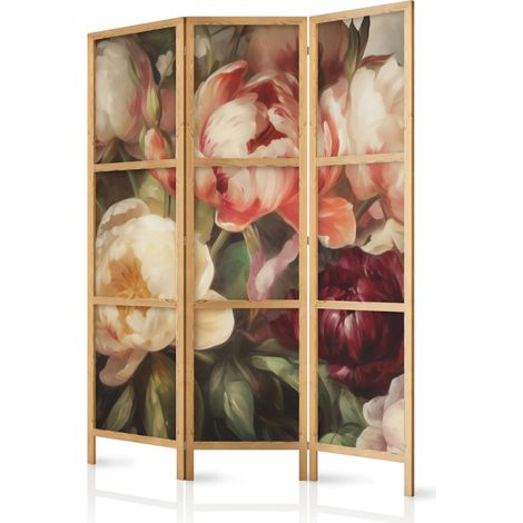 Paravent artgeist Séparateur pièce fleurs 135x172 cm bois