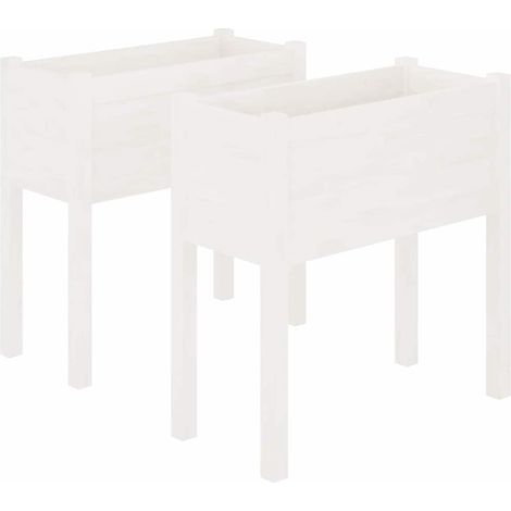 vidaXL Fioriere da Giardino 2 pz Bianche 70x31x70 cm in Legno di (1/5)