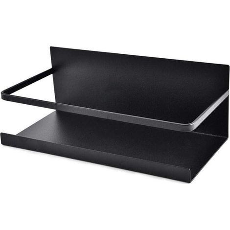 Étagère magnétique pour réfrigérateur, niveau unique, étagère de rangement pour porte, support assaisonnement, adaptée pour maison, cuisine, salon, salle de bain - noir (1/5)