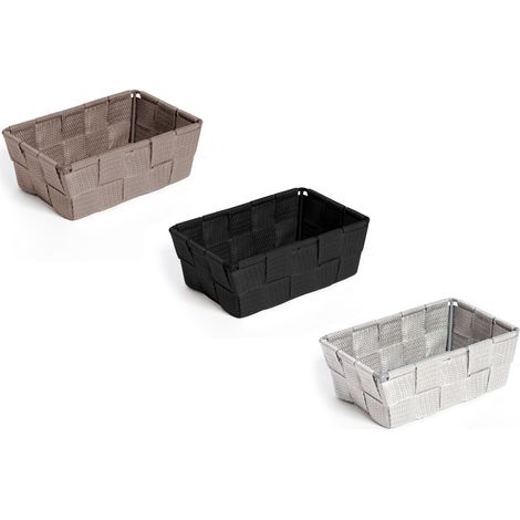 Contenitore Rattan Decorativo Cestino Portaoggetti 15x10x5 Tinta Unita, misura15x10x5coloreGrigio (1/3)