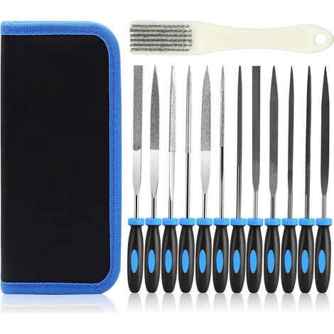 13 lime e raspe in acciaio al carbonio/diamantate, lime piatte/tonde/semicircolari/triangolari/ad ago da 150 mm per legno, metallo, pelle, plastica per falegnameria, scultura e officina (1/2)